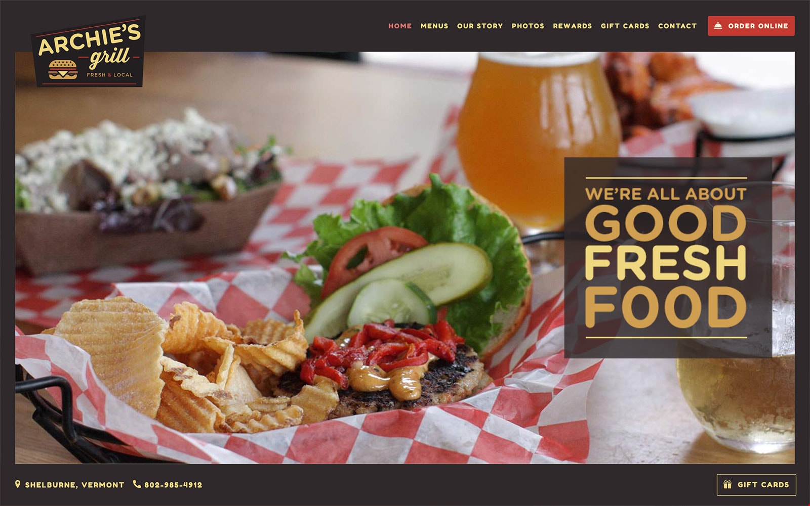 Restaurant website thumbnail of Archie's