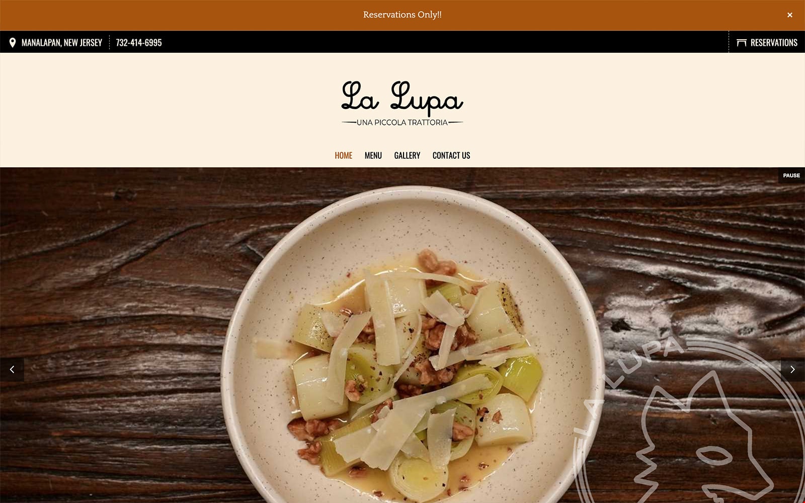 Restaurant website thumbnail of La Lupa